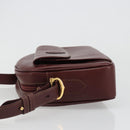 CARTIER Must Line Shoulder Bag Leather Bordeaux Gold Auth 187386A-5