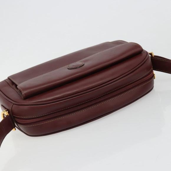 CARTIER Must Line Shoulder Bag Leather Bordeaux Gold Auth 187386A