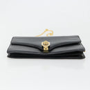 CELINE Chain Shoulder Bag Leather Black Gold Auth 187388-6