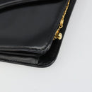 CELINE Chain Shoulder Bag Leather Black Gold Auth 187388-15
