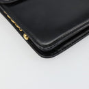 CELINE Chain Shoulder Bag Leather Black Gold Auth 187388-16