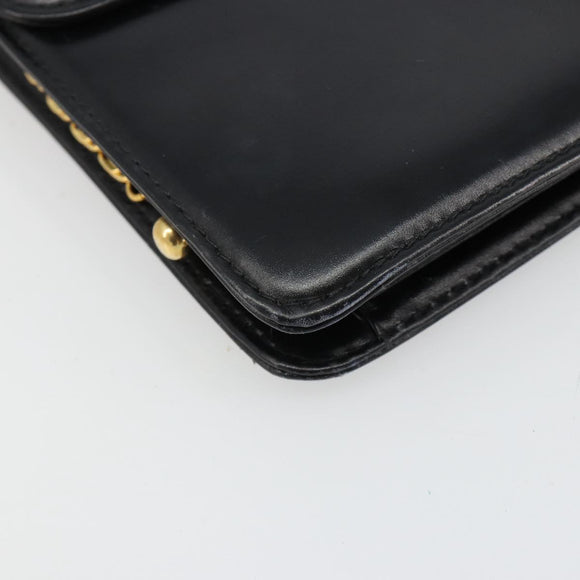 CELINE Chain Shoulder Bag Leather Black Gold Auth 187388