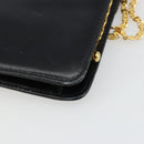 CELINE Chain Shoulder Bag Leather Black Gold Auth 187388-17
