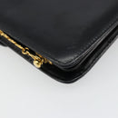 CELINE Chain Shoulder Bag Leather Black Gold Auth 187388-18