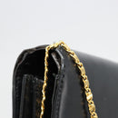CELINE Chain Shoulder Bag Leather Black Gold Auth 187388-9