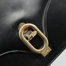 CELINE Chain Shoulder Bag Leather Black Gold Auth 187388-19