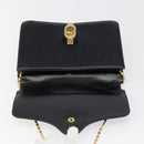 CELINE Chain Shoulder Bag Leather Black Gold Auth 187388-20