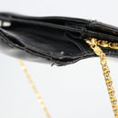 CELINE Chain Shoulder Bag Leather Black Gold Auth 187388-10