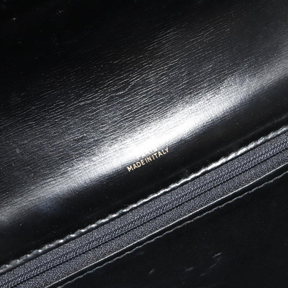 CELINE Chain Shoulder Bag Leather Black Gold Auth 187388