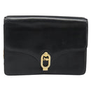 CELINE Chain Shoulder Bag Leather Black Gold Auth 187388-13