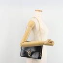 CELINE Chain Shoulder Bag Leather Black Gold Auth 187388-27