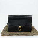 CELINE Chain Shoulder Bag Leather Black Gold Auth 187388-12