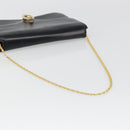 CELINE Chain Shoulder Bag Leather Black Gold Auth 187388-8