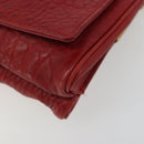 SAINT LAURENT Chain Shoulder Bag Leather Red Gold Auth 187389A-10