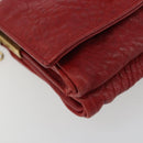 SAINT LAURENT Chain Shoulder Bag Leather Red Gold Auth 187389A-11