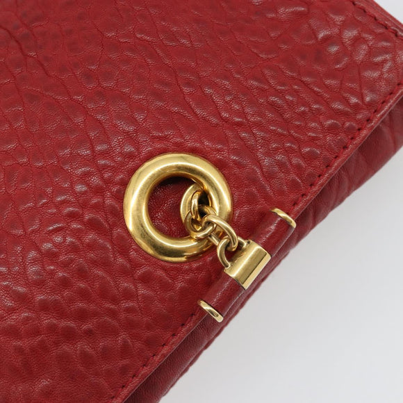SAINT LAURENT Chain Shoulder Bag Leather Red Gold Auth 187389A