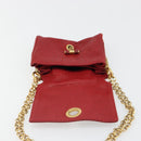 SAINT LAURENT Chain Shoulder Bag Leather Red Gold Auth 187389A-15