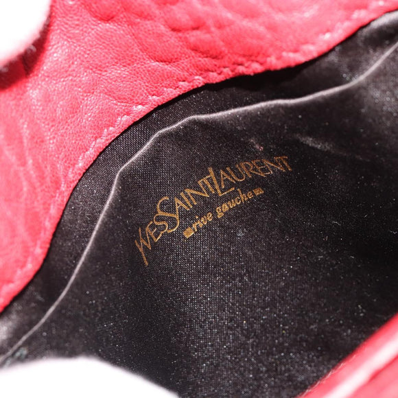 SAINT LAURENT Chain Shoulder Bag Leather Red Gold Auth 187389A