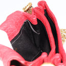SAINT LAURENT Chain Shoulder Bag Leather Red Gold Auth 187389A-18