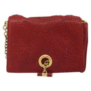 SAINT LAURENT Chain Shoulder Bag Leather Red Gold Auth 187389A-2