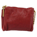 SAINT LAURENT Chain Shoulder Bag Leather Red Gold Auth 187389A-3
