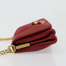 SAINT LAURENT Chain Shoulder Bag Leather Red Gold Auth 187389A-5