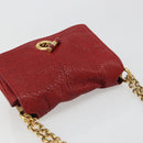 SAINT LAURENT Chain Shoulder Bag Leather Red Gold Auth 187389A-6
