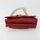 SAINT LAURENT Chain Shoulder Bag Leather Red Gold Auth 187389A-9