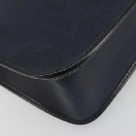 Christian Dior Trotter Canvas Vintage Clutch Bag PVC Navy Gold Auth 187390