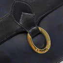 Christian Dior Trotter Canvas Vintage Clutch Bag PVC Navy Gold Auth 187390-12