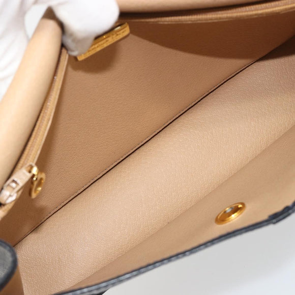 Christian Dior Trotter Canvas Vintage Clutch Bag PVC Navy Gold Auth 187390