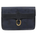 Christian Dior Trotter Canvas Vintage Clutch Bag PVC Navy Gold Auth 187390-2