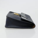 Christian Dior Trotter Canvas Vintage Clutch Bag PVC Navy Gold Auth 187390-4