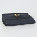 Christian Dior Trotter Canvas Vintage Clutch Bag PVC Navy Gold Auth 187390-6
