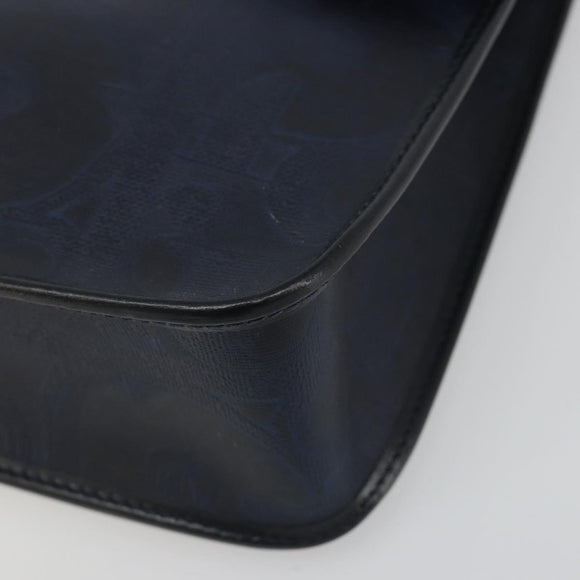 Christian Dior Trotter Canvas Vintage Clutch Bag PVC Navy Gold Auth 187390