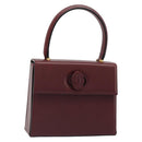CARTIER Must Line Hand Bag Leather Bordeaux Gold Auth 187392A-1