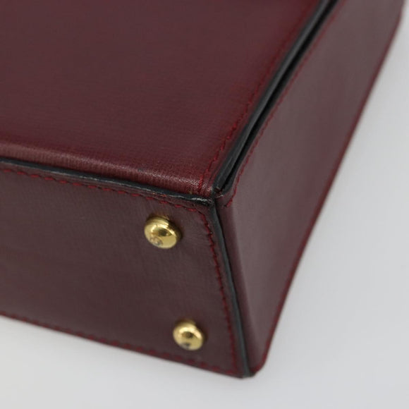 CARTIER Must Line Hand Bag Leather Bordeaux Gold Auth 187392A