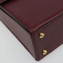 CARTIER Must Line Hand Bag Leather Bordeaux Gold Auth 187392A-14