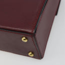 CARTIER Must Line Hand Bag Leather Bordeaux Gold Auth 187392A-15