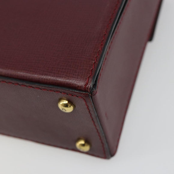CARTIER Must Line Hand Bag Leather Bordeaux Gold Auth 187392A