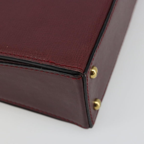 CARTIER Must Line Hand Bag Leather Bordeaux Gold Auth 187392A