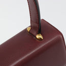 CARTIER Must Line Hand Bag Leather Bordeaux Gold Auth 187392A-10
