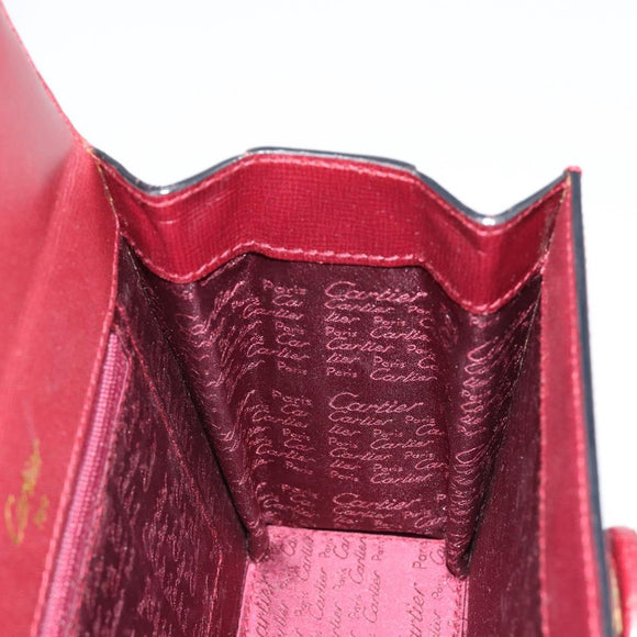 CARTIER Must Line Hand Bag Leather Bordeaux Gold Auth 187392A