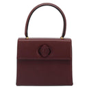 CARTIER Must Line Hand Bag Leather Bordeaux Gold Auth 187392A-13