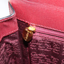 CARTIER Must Line Hand Bag Leather Bordeaux Gold Auth 187392A-21