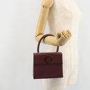 CARTIER Must Line Hand Bag Leather Bordeaux Gold Auth 187392A-23
