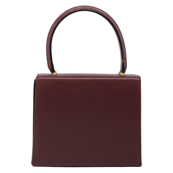 CARTIER Must Line Hand Bag Leather Bordeaux Gold Auth 187392A