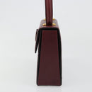 CARTIER Must Line Hand Bag Leather Bordeaux Gold Auth 187392A-3