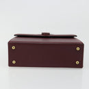 CARTIER Must Line Hand Bag Leather Bordeaux Gold Auth 187392A-5