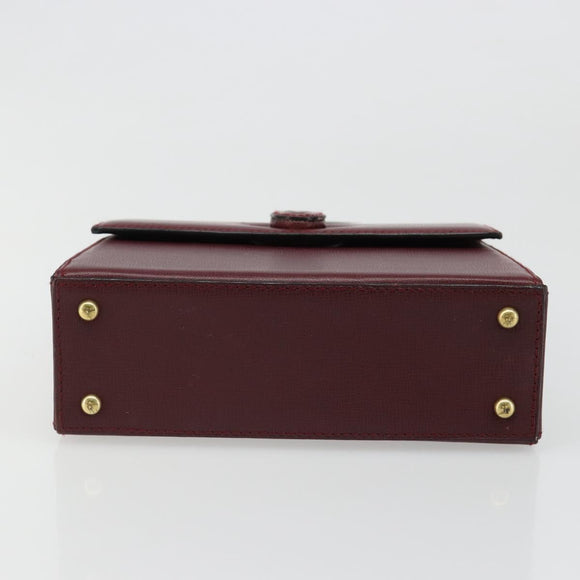 CARTIER Must Line Hand Bag Leather Bordeaux Gold Auth 187392A